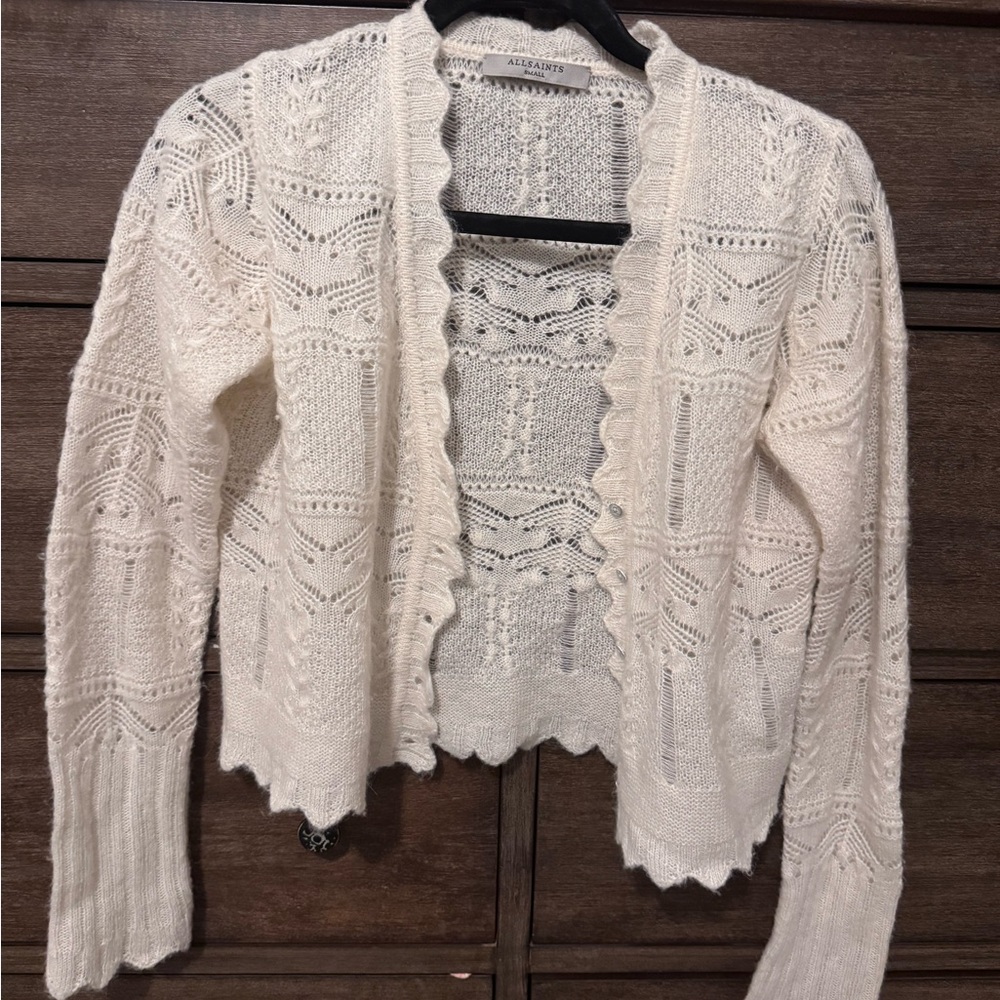 All Saints Cream Lace Cardigan